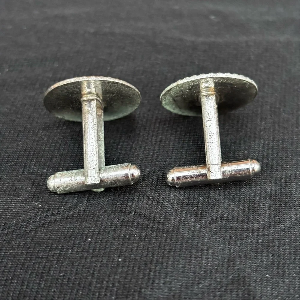 Caduceus Cufflinks Creed Sterling Silver Black background Pair